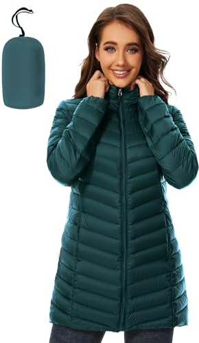 ANOTHER CHOICE Women Puffer Jacket Hooded Warm Lightweight Packable Quilted Puffer Coat Outwear (Green L)