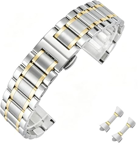 Nixiamy Uhrenarmband Metall Edelstahlarmband 14mm 16mm 18mm 19mm 20mm 21mm 22mm 24mm Edelstahl Gebürstet Armband Smartwatch klassisches Universal Ersatzarmband für Damen Herren