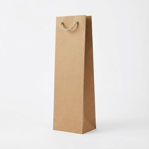 PROlac presentpåsar kraftpapper brunt | Enfärgade presentpåsar & förpackningspapper för vinflaska | Födelsedagsförpackning & present | Flaskpåsar, 100% återvunnet papperspåsar (20)