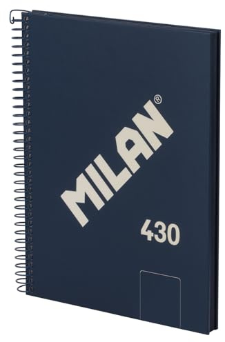 MILAN® Cahier A5 à spirale avec couverture rigide, 80 feuilles blanches de 95 g/m², collection 430 since 1918, bleu
