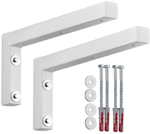 SOTECH 2er Set Wandkonsole L-Form 350 x 150 x 30 mm weiß matt | pulverbeschichtet hochwertige Regalbodenträger zur Wandmontage, besonders geeignet für DIY-Projekte
