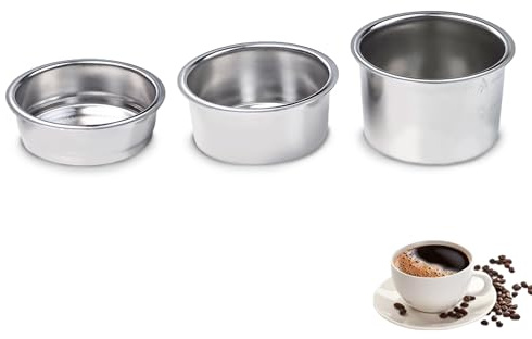 Flylin 3Pcs 51mm Coffee Filter Basket, Stainless Steel Reusable | Silver, Single Double Four Cup, Single Wall Pressurized Porous Filte, Espresso Machines Accessories