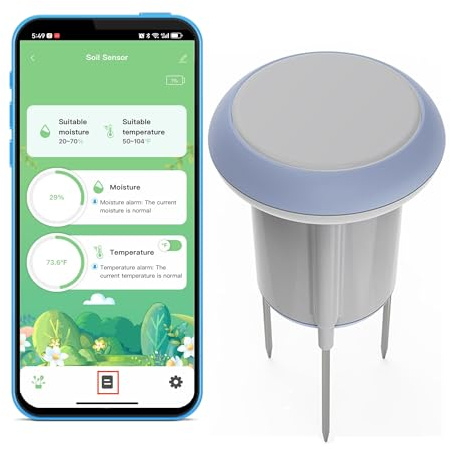 WiFi Smart Soil Sensor: Smart Soil Moisture Meter with App Real-Time Monitoring, Soil Tester with Moisture/Temperature Meter for Garden, Farm and Greenhouse, Compatible with Alexa, Google Home
