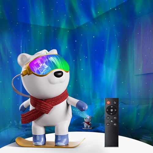 vibelum Laser Bär Galaxy Light Aurora Projector - Led Nordlicht Lampe Nachtlicht mit Fernbedienung und Timer, Einstellbare Projektion für Schlafzimmer, Spielzimmer und Zimmer Deko