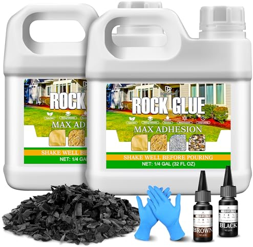 Gravel Glue With Dye, 2L Stone Glue Mulch for Garden, Strong Adhesion Fast-Drying Non-Toxic Rock Glue Dye for Locking Rubber, Cobblestone, Dry Straw, Rock Gravel, Wood Chips, Shells and Sand