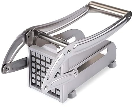 MSQUARE Stainless Steel Potato Fries Chipper, Rust-Resistant Construction, Stable Non-Slip Base, Easy-Press Handle, Time-Saving Design, Simple to Clean and Maintain, Long-Lasting