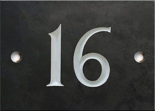Engraved Slate House number sign - 1 to 99 (select your number here) - number 16 (Same Day Dispatch by 1st class Post!!!)