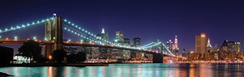1art1 Nueva York Panorama De Noche del Puente De Brooklyn Fotomural Autoadhesivo 240x75 cm