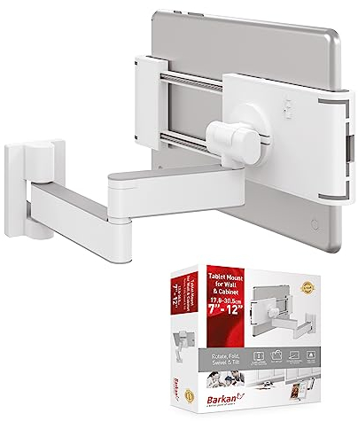 Barkan Tablet Halterung für 7-12 Zoll Geräte, Schwenkbar/Neigbar/Vollbewegung, 360 Grad drehbare, für iPad, Samsung Tab und mehr, wandhalterung