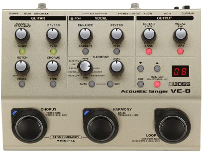 BOSS VE-8 Acoustic Singer | Compact All-In-One Preamp and Effects Solution for Singing Guitarists | Create Natural Harmonies in Real-Time | Studio-Quality Processing | Multiple Vocal Effects | Looper