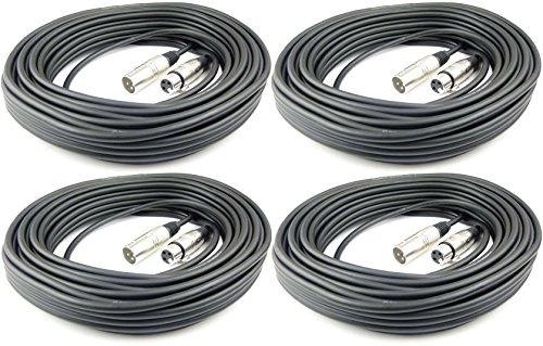Adam Hall Cables 4 Stück K3MMF2000 Mikrofonkabel XLR female auf XLR male DMX Audio Kabel 3 pol polig (20 m, Schwarz, 4)