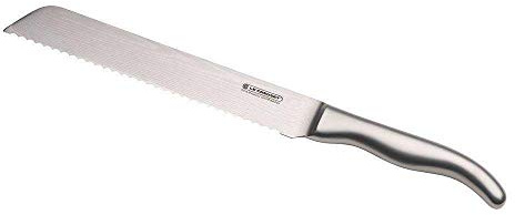 LE CREUSET Couteau à Pain, Lame Dentelée de 20 cm en Acier Damas 18/8, Manche en Inox, 98000520000100