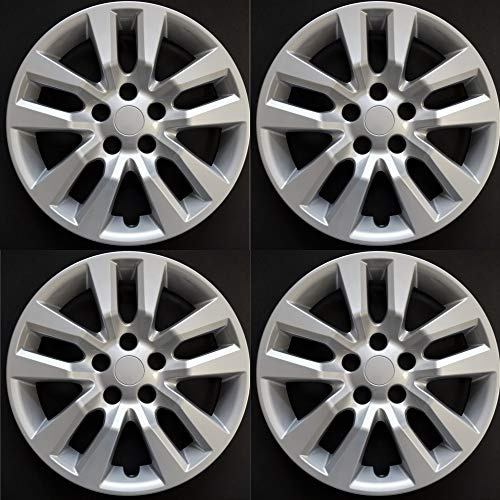 New Wheel Covers Hubcaps Replacements Fits 2013-2018 Nissan Altima, 16 Inch; 10 Spoke; Silver Color; Plastic (4-Pieces)
