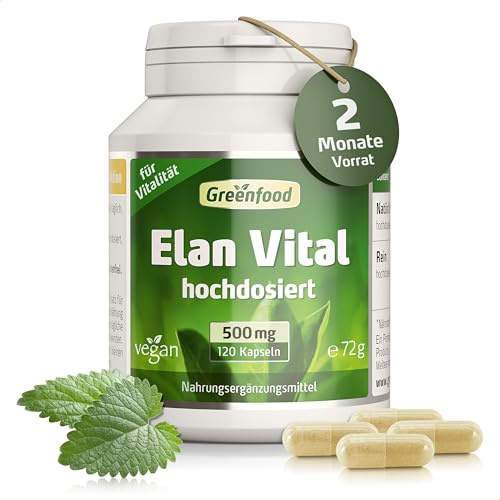 Elan Vital, 500 mg, hochdosiert, 120 Kapseln - OHNE künstliche Zusätze | Mit Maca, L-Arginin, Tribulus und Zink, Für Testosteron, Fruchtbarkeit, Kinderwunsch, Laborgeprüft, Halal, Vegan