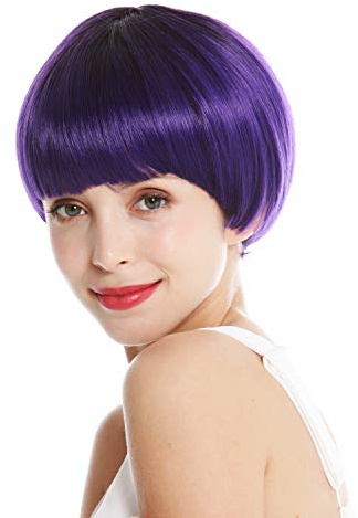 WIG ME UP- VK-6-DEEPVIOLYS4 peluca de mujer pelo corto Paje Bob flequillo ombré colores castaño oscuro y violeta mix
