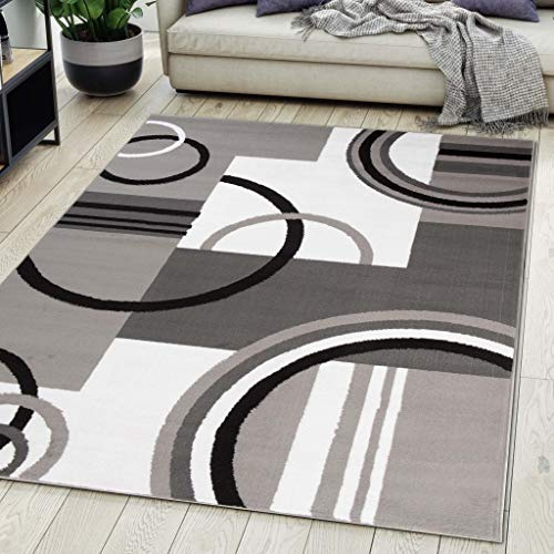 Carpeto Tappeto Soggiorno 120x170cm Antracite Grigio Geometrico Morbido | Tappeto per Camera da Letto Ufficio Sala da Pranzo Facile da Pulire Resistente Ai Detergenti Riscaldamento a Pavimento