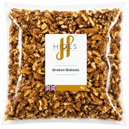 Hides Fine Foods - Broken Walnuts - 1kg - GMO Free - Suitable for Vegetarians - Baking - Desserts - walnut Cakes - Cookies - Cooking - Salads - Snacking