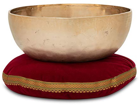 XDrum Therapeutic Klangschale Ton F Kissen Set, Gestimmt auf Ton F | Handgehämmerte Klangschale für Herzchakra (Anahata), Harmonisiert die Energie und unterstützt Blockadenlösung, Farbe: gold