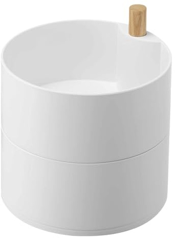 YAMAZAKI 5313 TOSCA Accessory Box Deep, white, Wood/ABS Resin/Melamine Resin, 14.5 x 14.5 x 15.5 cm