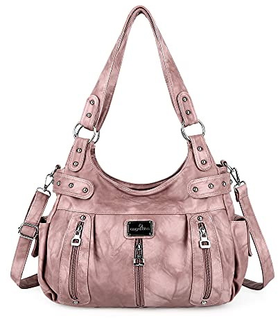 Angel Kiss Large Purses and Handbags for Women Washed Faux Leather Crossbody Hobo Satchel Shoulder Handbag Tote Purse, 1pink, XL