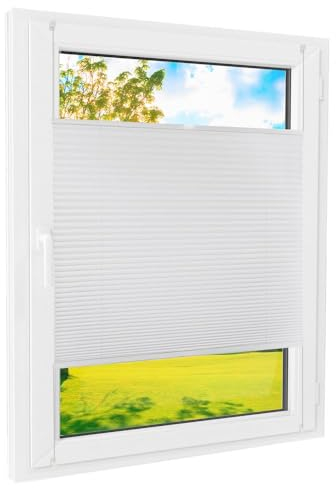 Plissee Klemmfix [Weiß, 45x220 cm] Verdunkelung für Fenster ohne Bohren, Faltrollo mit einfacher Montage/Bietet optimalen Lichtschutz und Privatsphäre, idealer Sonnenschutz für jedes Fenster
