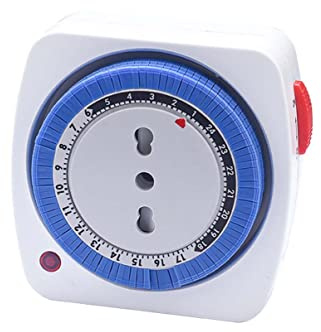 Temporizador Enchufe, Temporizador de Enchufe eléctrico, Temporizador mecánico Diario, Temporizador de 24 Horas, Enchufe de 16 A, Enchufe de derivación de 10/16 A (Compacto)
