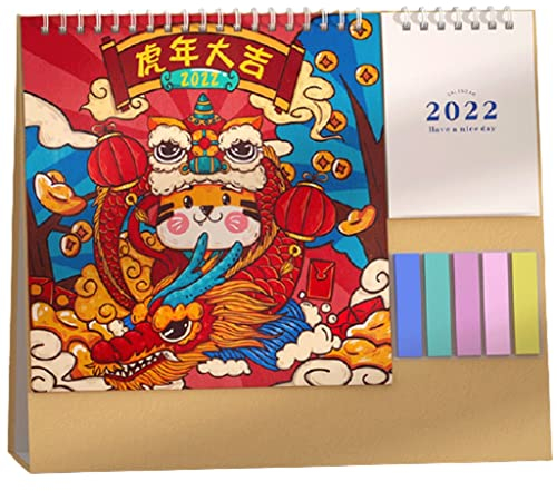Tischkalender 2022 Flip-Schreibtischkalender 2022 mit klebriger Notiz und Memorandum, doppeltem Spulendesign, Schreibtischkalender mit To-Do-Liste for das Heimschulbüro Rekordzeit ( Color : Type-H )