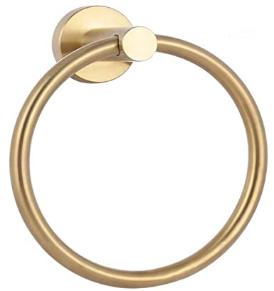 Anneau Porte-Serviettes en Acier Inoxydable Brossé - Simple Rond pour Salle de Bain Contemporaine, Ferme, Cuisine - Organisateur Mural (Doré)