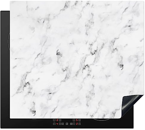 MuchoWow Herdabdeckplatte Ceranfeld Spritzschutz Küche Marmor - Luxus - Weiß - Grau - Marmoroptik 60x52 cm Induktionsherd Abdeckung Induktionskochfeld Ceranfeldabdeckung