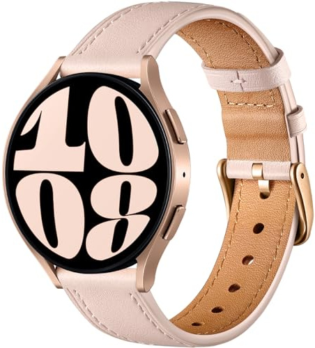 Oielai 20mm Band Kompatibel mit Samsung Galaxy Watch 7 Armband, Galaxy 6 5 4, Leder Ersatzarmband für Samsung Watch 4, 4 Classic, 5 Pro, Sandrosa