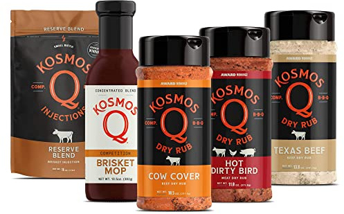 Kosmos Q $10,000 Steak Bundle - Gourmet Rubs, Brisket Mop & Brisket Injection - Rubs & Spices Kit for Mouthwatering Steaks at Home