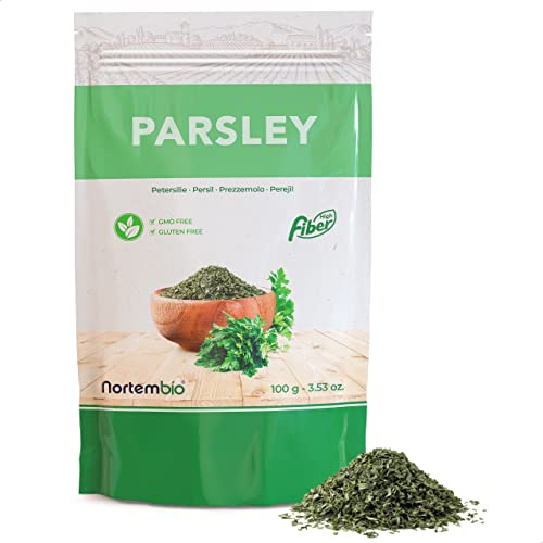 Nortembio Getrocknete Petersilie 100 g. 100% Natürlichen Ursprungs. Gerebelt Petersilie ohne Zusatzstoffe oder Konservierungsmittel. Getrocknete Petersilienblätter Kraut für Dressings und Soßen.