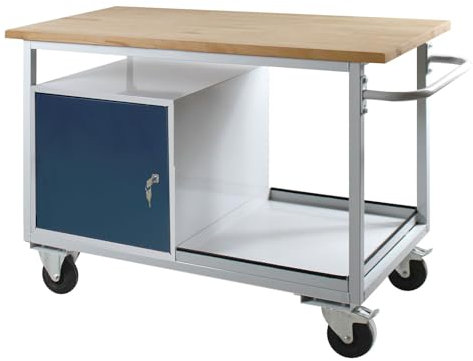 ADB Tischwagen Etagenwagen Eko 1 Tür L1300xB600xH850mm RAL7035/7016 bis 300 kg belastbar fahrbar mit Rollen Transportwagen Materialwagen hergestellt in der EU