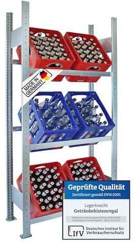 Lagerknecht Getränkekistenregal 6 Kisten 185 Made in Germany professionelle Ordnung für Kisten; Regal für Getränkekisten, Getränkeregal, Wasserkistenregal, Bierkistenregal