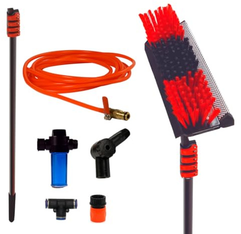 Telescopic Cleaning Brush, Starlyf Telescopic Hydrocleaner, Up to 4.6 Mt, Water Powered, Soap Dispenser, Cleaning Solar Panels, Window Cleaning Kit with Squeegee, Washing Trucks, Bus, Cars,
