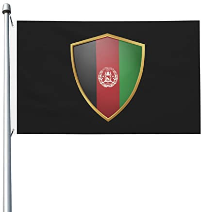 Afghanistan-Flagge mit goldener dekorativer Flagge für den Außenbereich, 3 x 1,5 m, doppelseitig, patriotische Flaggen, neu geladene Flaggen, sonnenbeständig, regenbeständig
