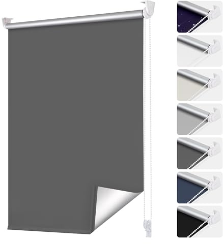 smartdemo Verdunklungsrollo ohne Bohren & mit Bohren, Klemmrollo Fensterrollo Dunkelgrau B50 x H140cm (Stoffbreite50cm), Thermorollo Sichtschutz und Sonnenchutz, Klemmrollo rollos für Fenster & Tür