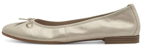Tamaris Damen Klassische Ballerinas, Frauen Flats,Ballerina-Schuhe,Ballett-Schuhe,Ballet-Flats,flach,Ausgehschuhe,Abendschuhe,Champagne,39 EU