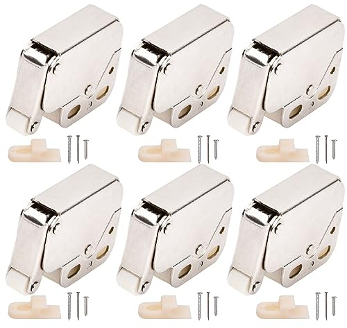 Volumoon 6 Stück Federschnäpper, Federschnäpper Mini, Federschnäpper Mini Latch, Latch Druckverschluss, Edelstahl Federschnäpper, Türschnapper Latch, Federschnäpper Mini für Schränke Küchenschrank