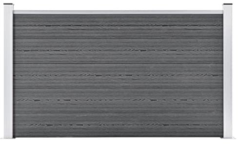 Festnight Gartenzaun WPC Windschutz 1 Element mit 2 Pfosten,WPC Zaun Zaunelement Set Grau WPC Sichtschutzzaun Windschutz WPC Zaun Zaunelement Set Zaun Gartenzaun Wpc Zaun Komplettset