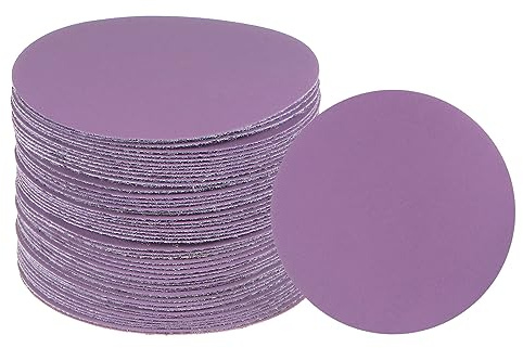 uxcell 50 discos de lija de grano 1000, color morado, papel de lija circular de 3 pulgadas, papel de lija profesional, pulido en seco y húmedo para paneles de yeso de madera y metal