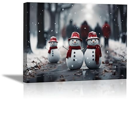 SHYAMIC Bilder Weihnachten Leinwandbild Kunstdruck, Winterliche Straßenszene Wandbild X-Mas Fenster Fotodruck Kunstdruck Leuchtbild, Weihnachten Winteridylle Effekt - 60x90cm Gerahmt