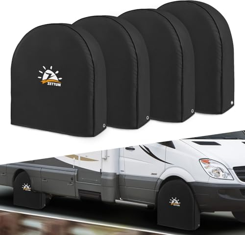 Zettum 4 Stück Reifenabdeckung für Gesamtrad Durchmesser 30-32 Zoll(76-81 cm), Radabdeckung 600D Oxford PU Beschichtung Heavy Duty & Wasserdicht Ersatzradabdeckungen für Fahrzeug, SUV, Van, MPV