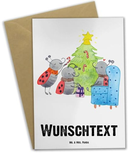 Mr. & Mrs. Panda Personalisierte Karte Weihnachten Smörle - Geschenke, Weihnachtsbaum, individuelle grußkarte, Geschenk, Pfefferminzstange, Nikolaus, Grußkarten Personalisiert, personalisierbar