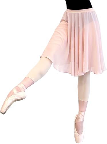 Tacherlia Ballet Skirt for Women Dance Rehearsal Skirt Big Hem Elastic Waistband,Pink,29