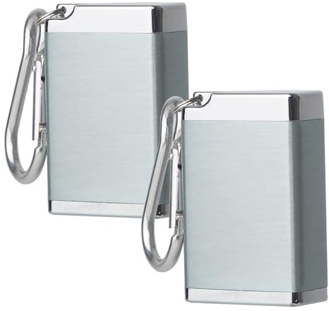 Tragbarer Aschenbecher aus Metall mit Deckel, Taschenaschenbecher für den Außenbereich (2 Silber)