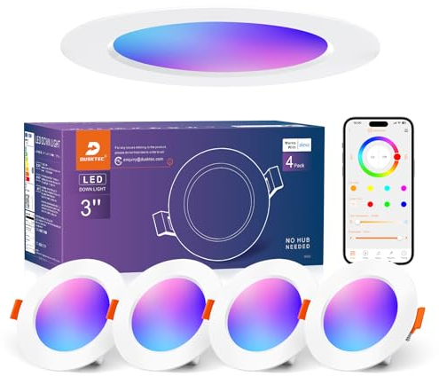 DUSKTEC Recessed LED Downlights Alexa, RGB Colour Spotlights Ceiling 2700K-6000K, 7W Warm White to Cool White Dimmable Ceiling Recessed Lights,Smart LED Spot Lights with APP & Voice Control