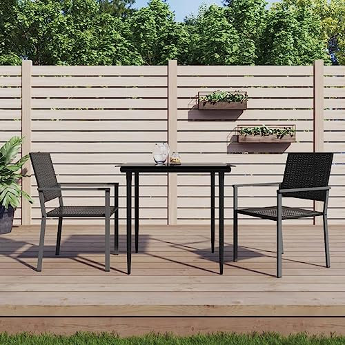 Homgoday Gartenmöbel-Set, 3-teilig, Polyrattan und Stahl, Stuhl, Stuhl, Sessel, Tisch, Küche, Outdoor, Terrasse, Terrasse, Balkon, Möbel Typ 6 Garten-Sets
