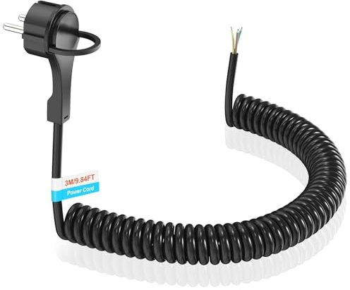Cavo di prolunga con contatto di protezione 3 Metri con spina Schuko extra piatta, 0,2 m su 3 metri, max. connettore estensibile in plastica Cavo, cavo di alimentazione Schuko 230 V/16 A, nero