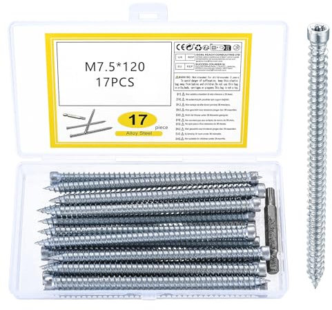 TX30 Viti Autofilettanti, 17 Pz Viti per Serramenti e Telai Finestre, Vite per Telaio, Viti per Finestre e Porte, Testa Cilindrica Impronta Torx, ⌀7,5x120mm